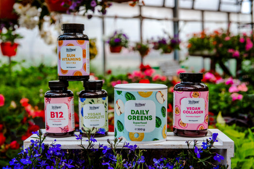 KI-generierte Abbildung (beispielhaft): Vegane Grundversorgung – Yes Vegan Produktfamilie