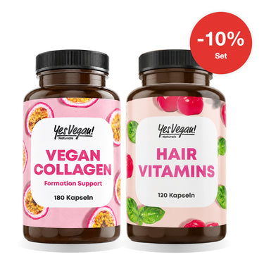 KI-generierte Abbildung (beispielhaft): Beauty-Duo: Vegan Collagen Kapseln + Hair Vitamins – Set, 10% sparen