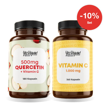 KI-generierte Abbildung (beispielhaft): Antioxidantien-Duo: Quercetin + Vitamin C 1.000 mg – Set, 10% sparen