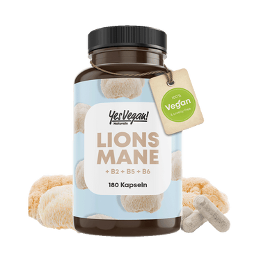 Yes Vegan Lions Mane Kapseln mit B-Vitaminen, 180 Stück