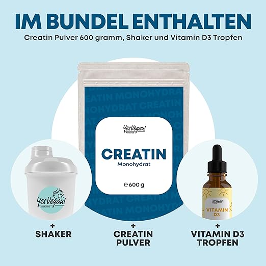 Creatine Monohydrate (600 g Creatine Vegan) (1x Creatine Bundle)