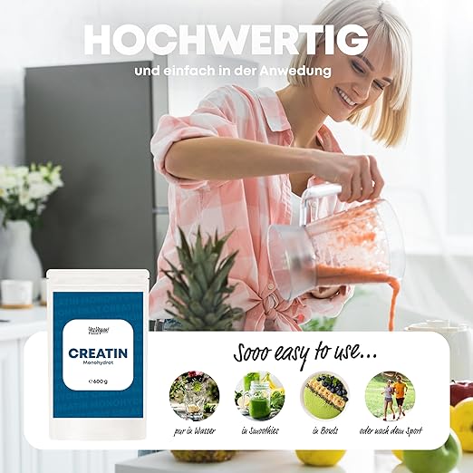 Creatine Monohydrate (600 g Creatine Vegan) (1x Creatine Bundle)