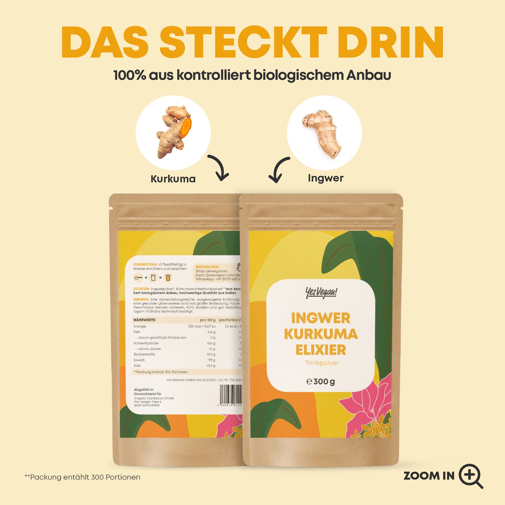INGWER KURKUMA TRINKPULVER inkl. kostenloser Shaker