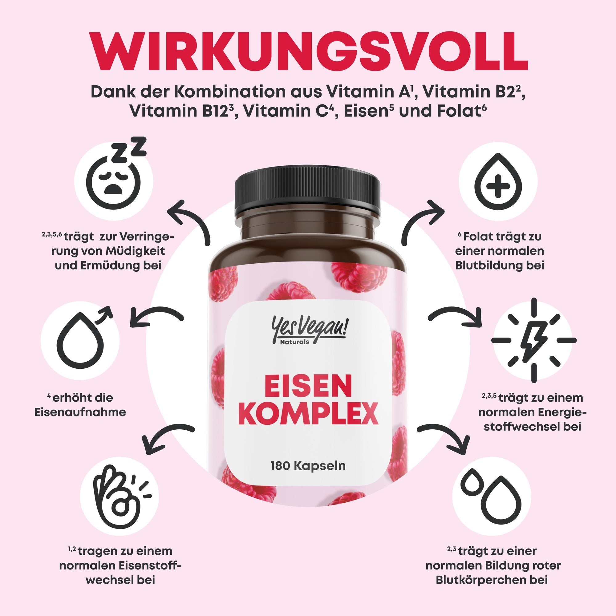 Eisen Komplex – Health Claims: Eisen trägt zum normalen Sauerstofftransport und zur Verringerung von Müdigkeit bei