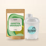 KI-generierte Abbildung (beispielhaft): Gerstengrassaft Pulver mit Yes Vegan Shaker – Set